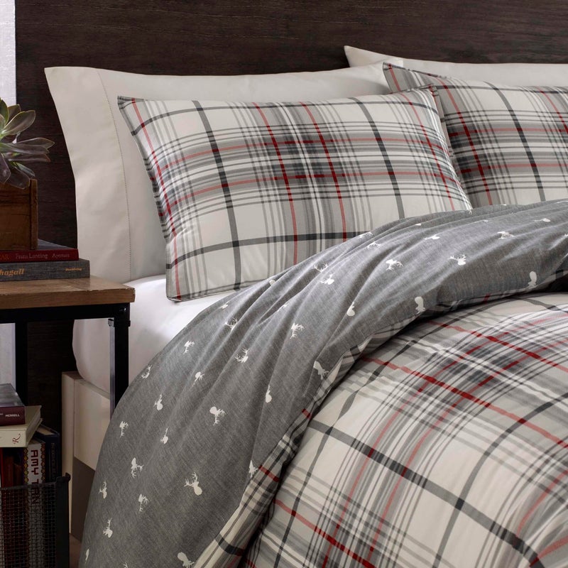 Eddie Bauer - King Comforter Set, Reversible Cotton Bedding with Matching Shams, Plaid Home Decor (Alder Red/Grey, King) - Image 5